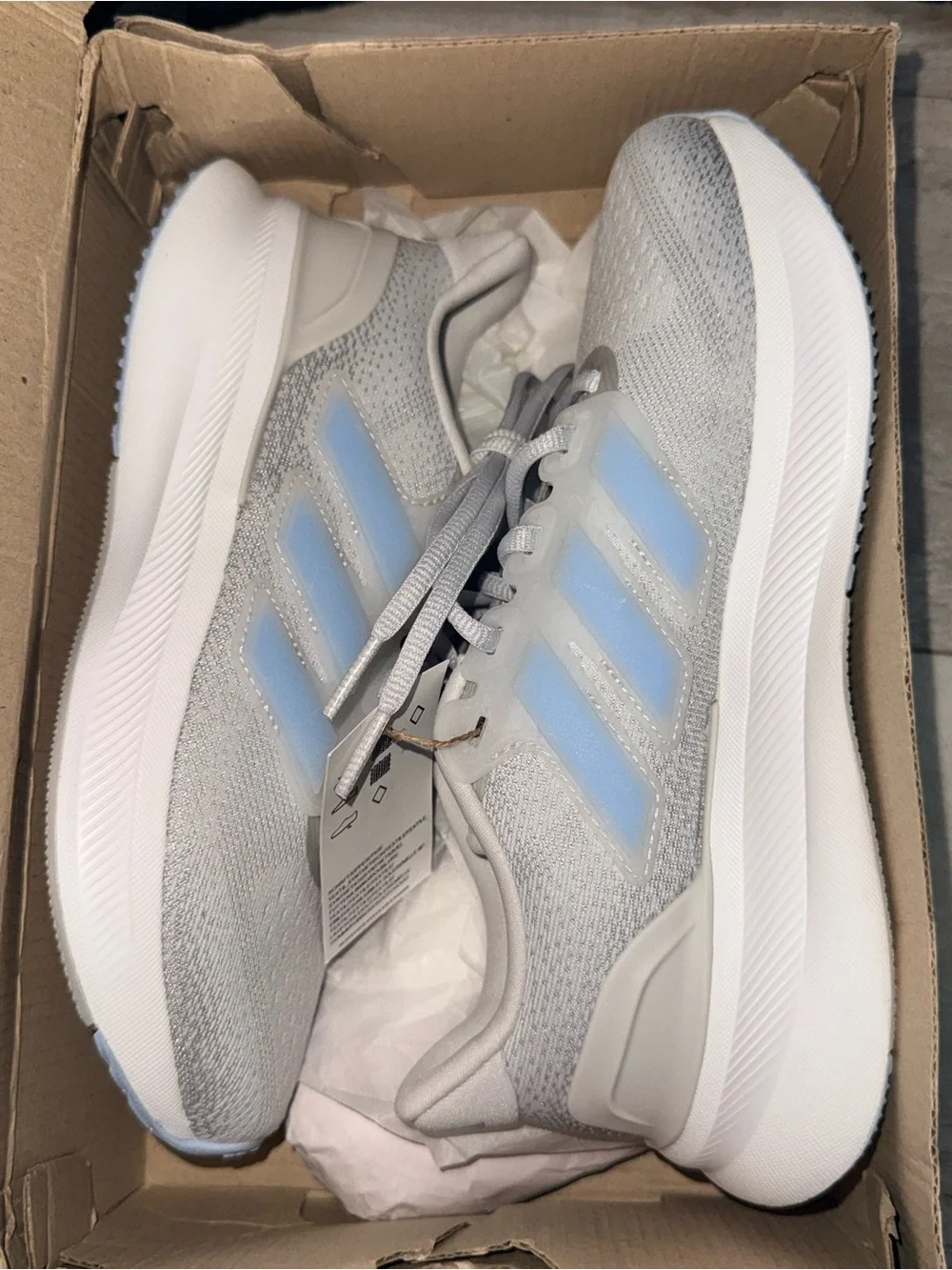 Adidas UltraRun 5 J Kids Size 4 Grey Blue Running Shoes NWT